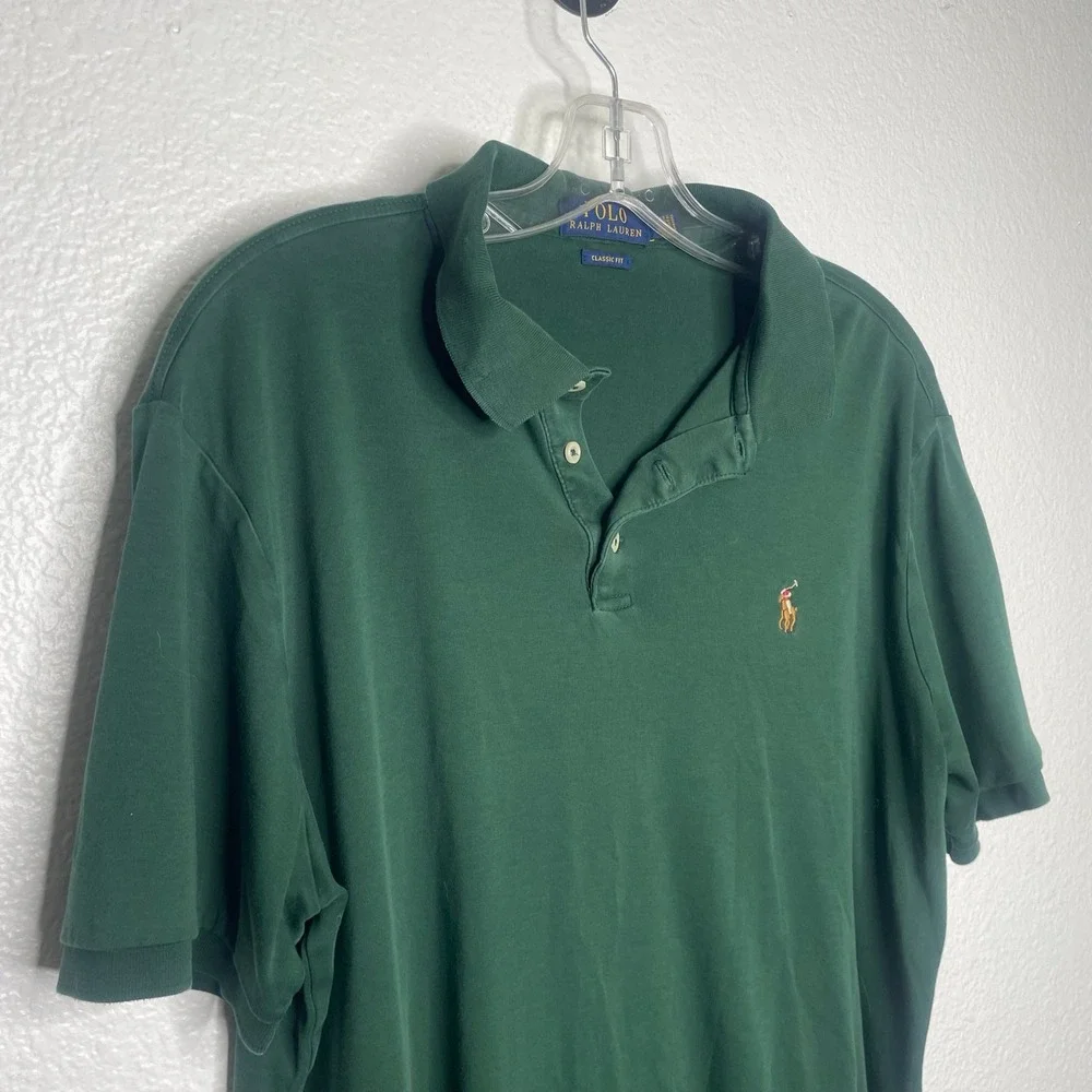 Polo Ralph Lauren Mens Polo Size L Green Short Sleeve Collared Pull On